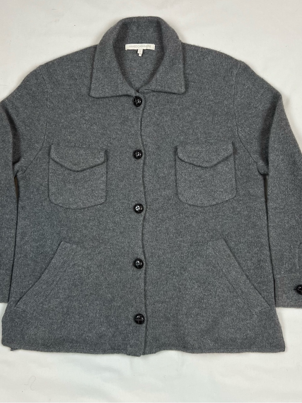 NAKED CASHMERE Women’s Collared Button Front Cardigan Sweater Gray Size Small